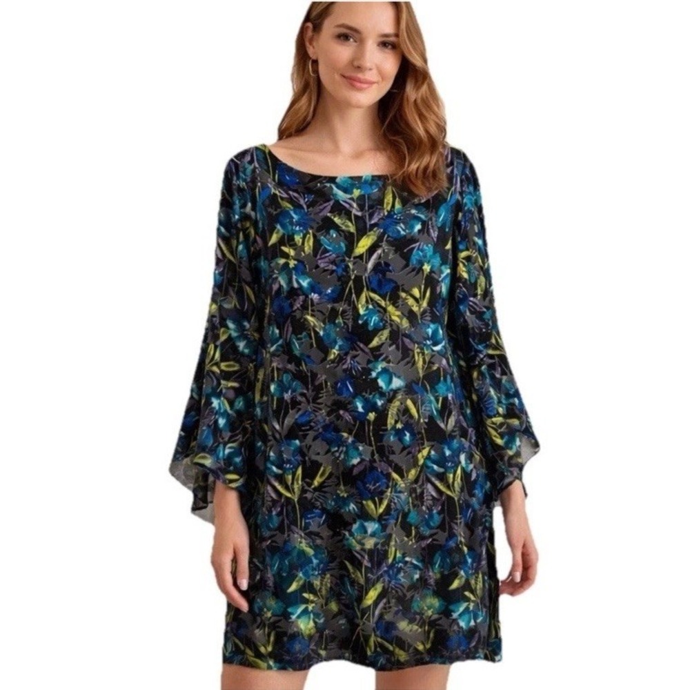 The Limited Collection Velvet Burnout Dress Women's Floral Flared Sleeve - Large